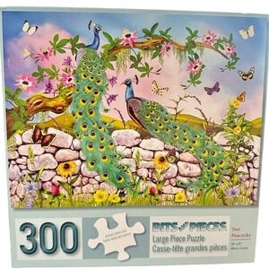 Bits and Pieces 300pc Jigsaw Puzzle "Two Peacocks" Birds Nature‎ 18x24